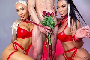 Conny Hawk и Nadine Kerastas в тройничке с большим черным членом делят огромную порцию спермы