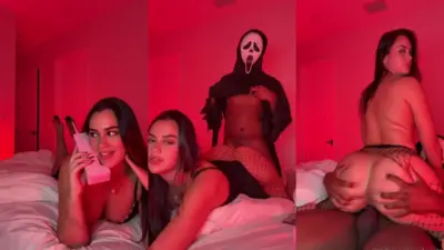 Jadeteen – шлюшку в чулках-сеточках отругал Ghostface на Хэллоуин OnlyFans